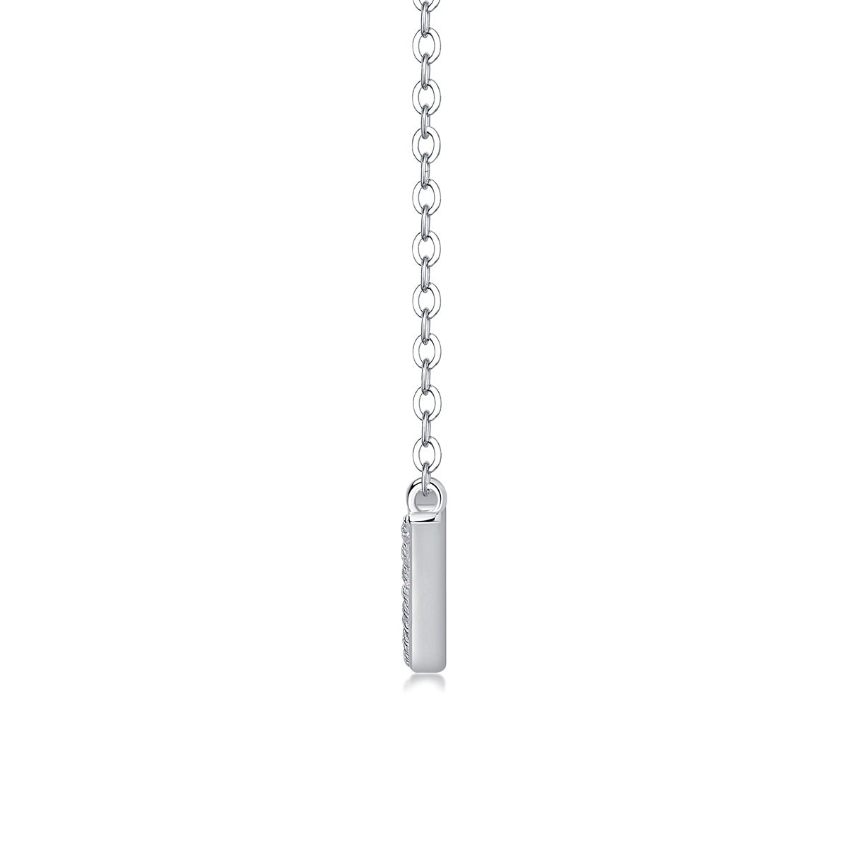 Pave Moissanite Curved Bar Necklace in 925 Sterling Silver