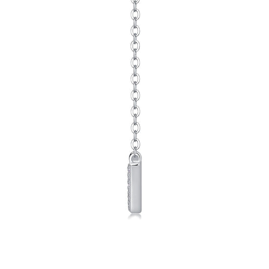 Pave Moissanite Curved Bar Necklace in 925 Sterling Silver