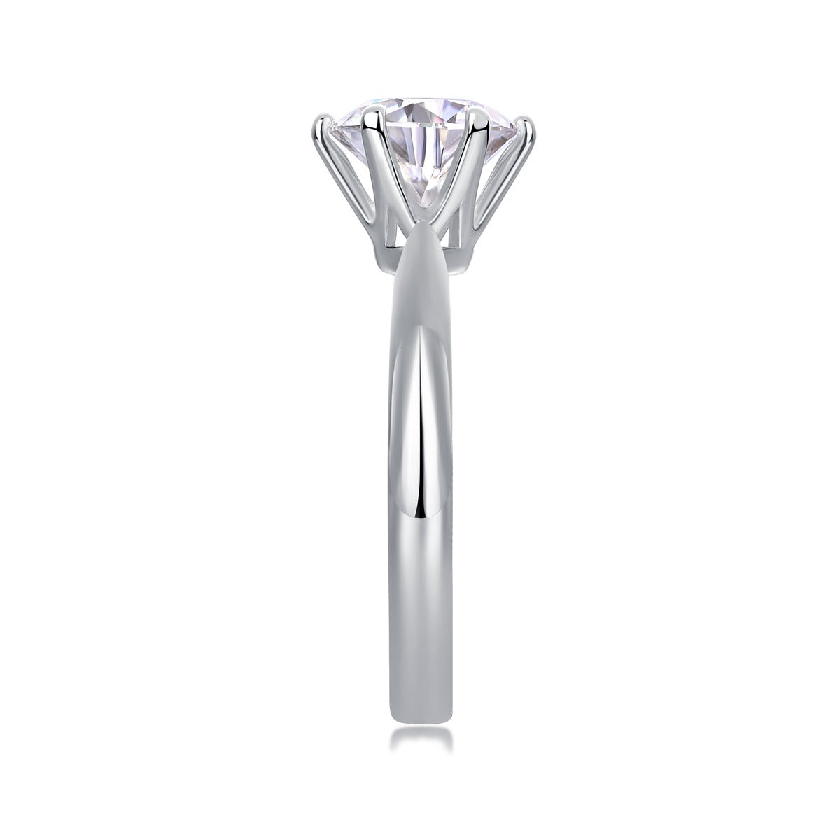 Six-Prong Round Moissanite Solitaire Ring in 925 Sterling Silver