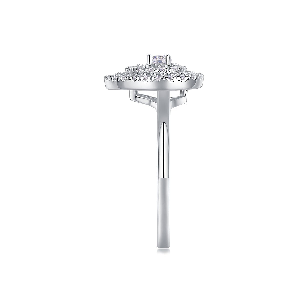 Pear-Shaped Moissanite Cluster Double-Halo Ring in 925 Silver