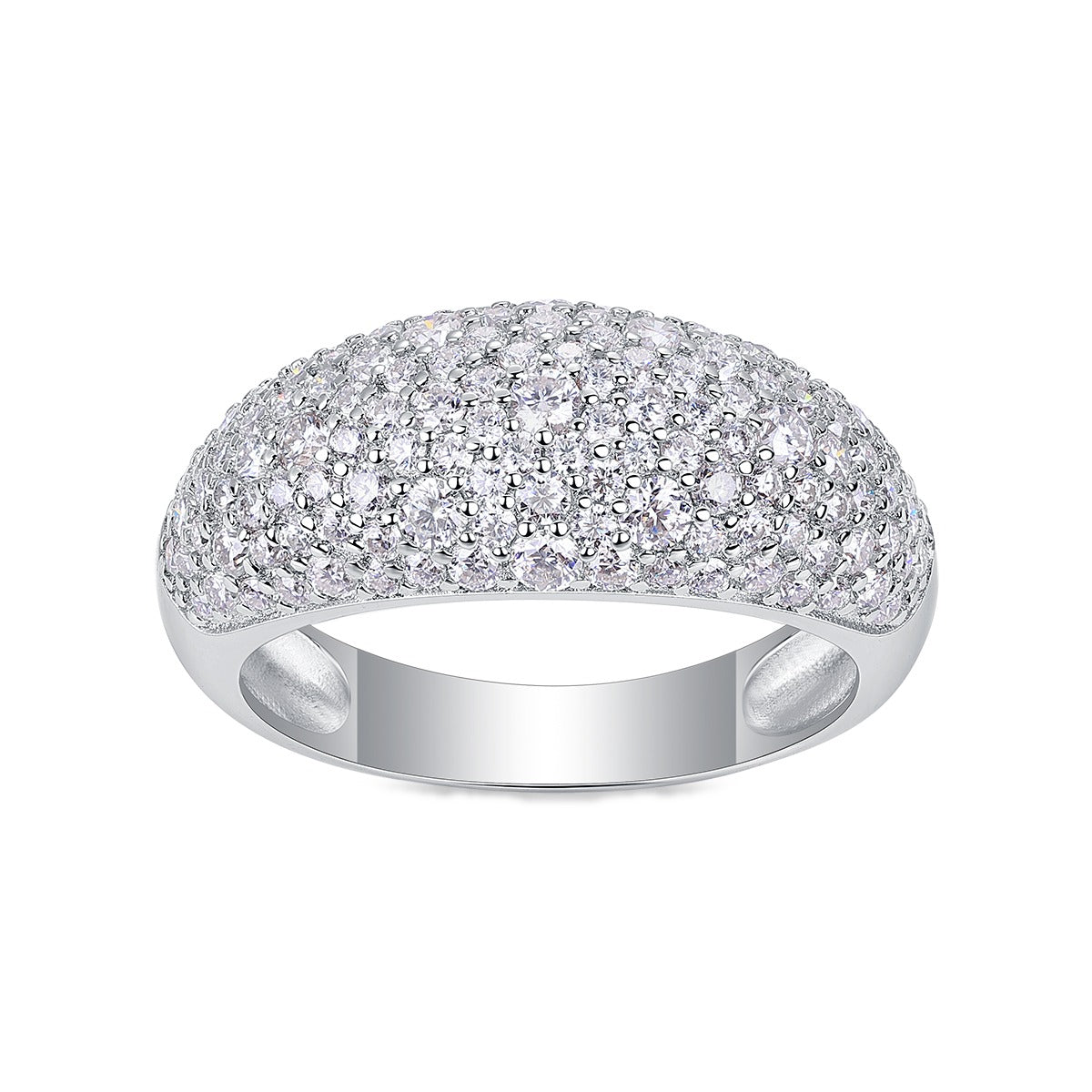 Moissanite Pave Domed Cocktail Ring in 925 Sterling Silver
