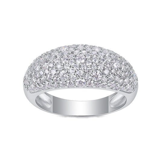 Moissanite Pave Domed Cocktail Ring in 925 Sterling Silver