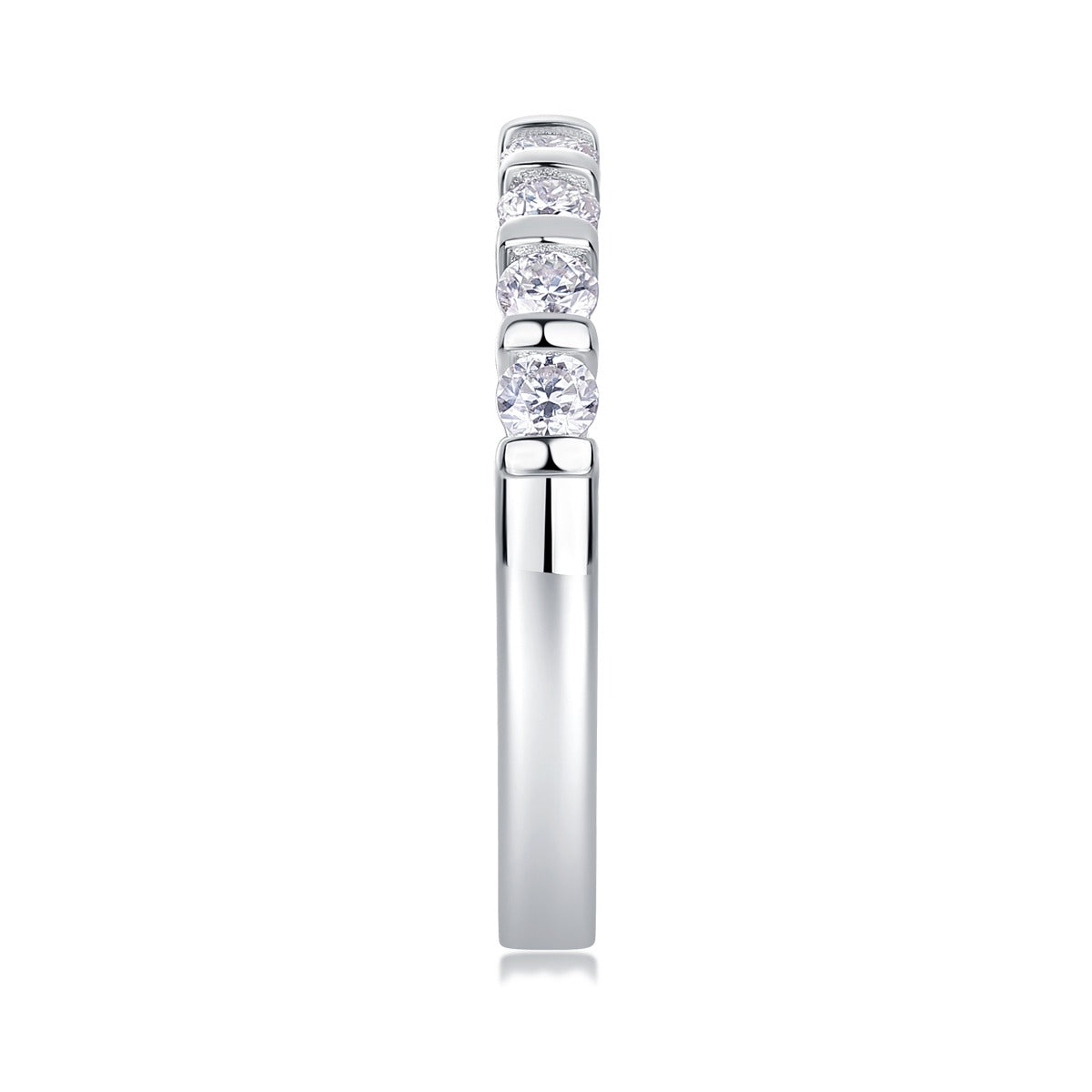 Round Moissanite Bar-Set Half-Eternity Band in 925 Sterling Silver
