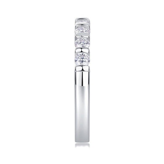 Round Moissanite Bar-Set Half-Eternity Band in 925 Sterling Silver