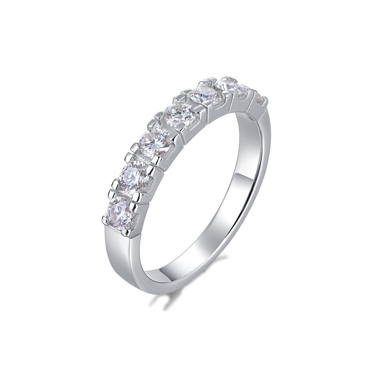Seven-Stone Moissanite Half-Eternity Band in 925 Sterling Silver