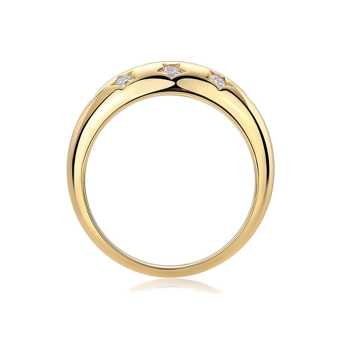 Moissanite Star-Set Dome Ring in Gold-Plated 925 Silver