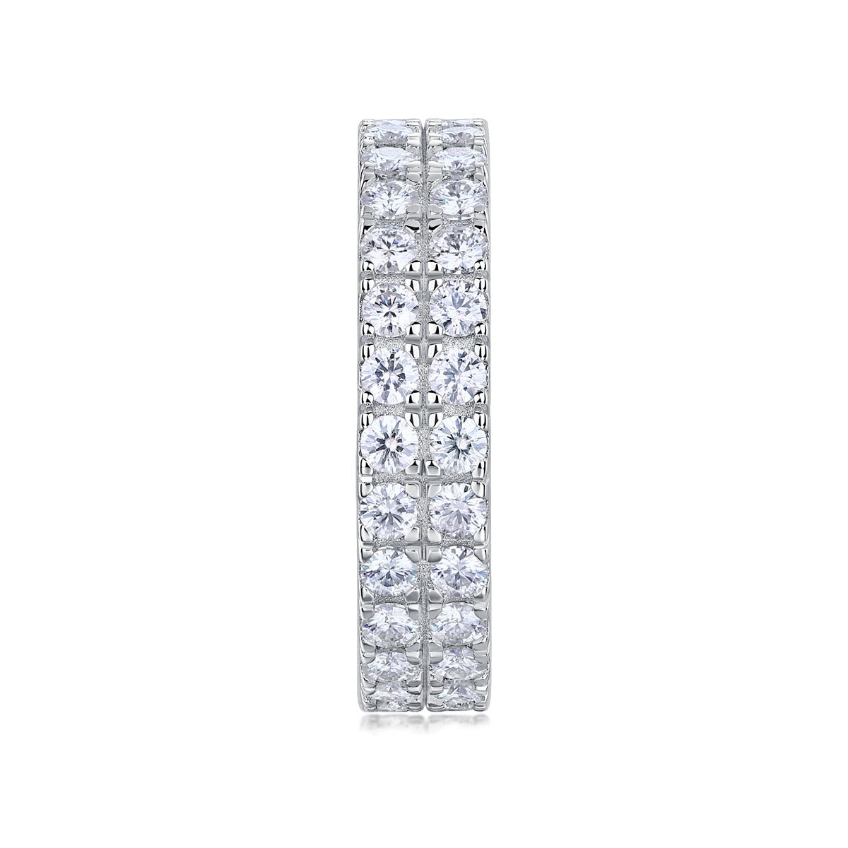 Round Moissanite Double-Row Full Eternity Band in 925 Sterling Silver