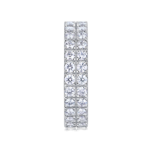Round Moissanite Double-Row Full Eternity Band in 925 Sterling Silver