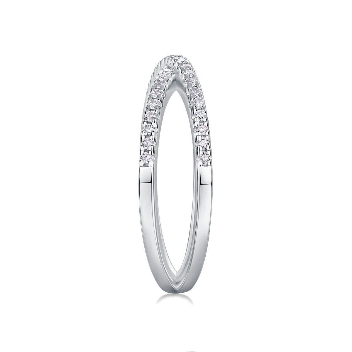 Moissanite Pave Criss-Cross X Ring in 925 Sterling Silver