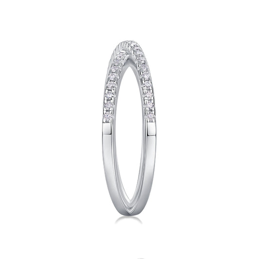 Moissanite Pave Criss-Cross X Ring in 925 Sterling Silver