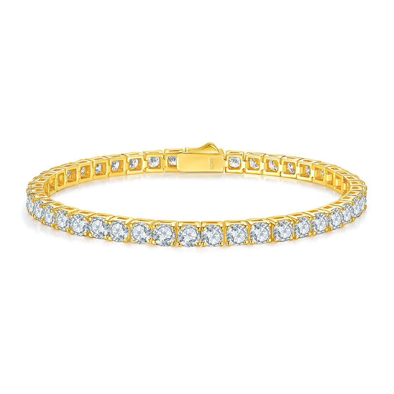 Round Moissanite Four-Prong Tennis Bracelet in 925 Sterling Silver