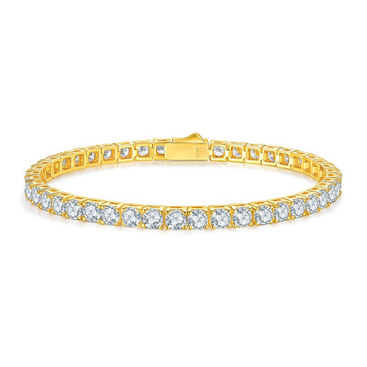Round Moissanite Four-Prong Tennis Bracelet in 925 Sterling Silver