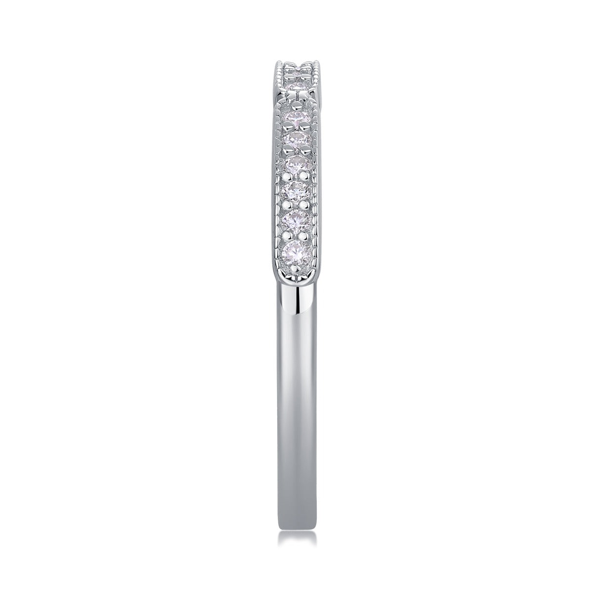 Moissanite Milgrain Pave Stacking Band in 925 Sterling Silver