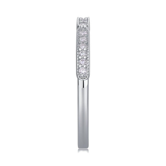 Moissanite Milgrain Pave Stacking Band in 925 Sterling Silver