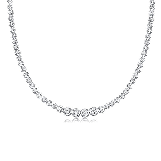 Graduated Round Moissanite Riviera Tennis Necklace in 925 Sterling Silver