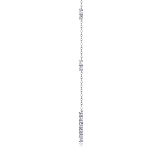 Moissanite Flower Station Necklace with Open Circle Pendant in 925 Silver