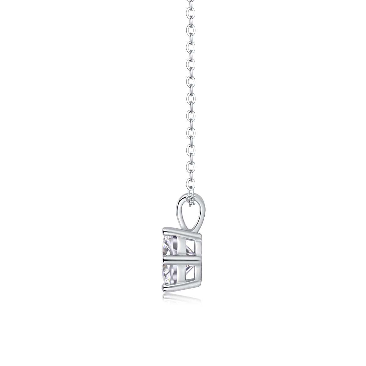 Round Moissanite Six-Prong Solitaire Pendant Necklace in 925 Silver