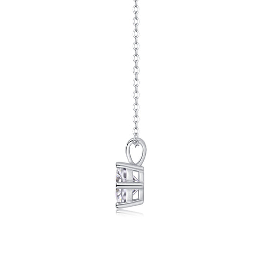 Round Moissanite Six-Prong Solitaire Pendant Necklace in 925 Silver