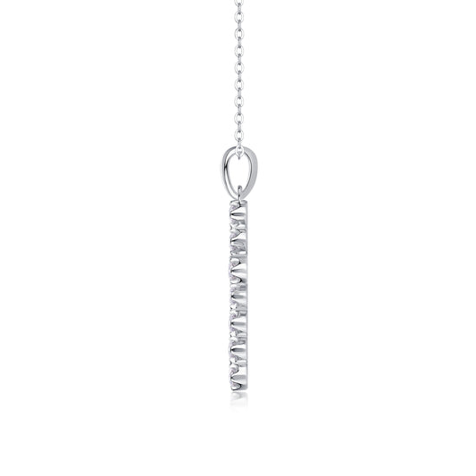 Moissanite Cluster Cross Pendant Necklace in 925 Sterling Silver