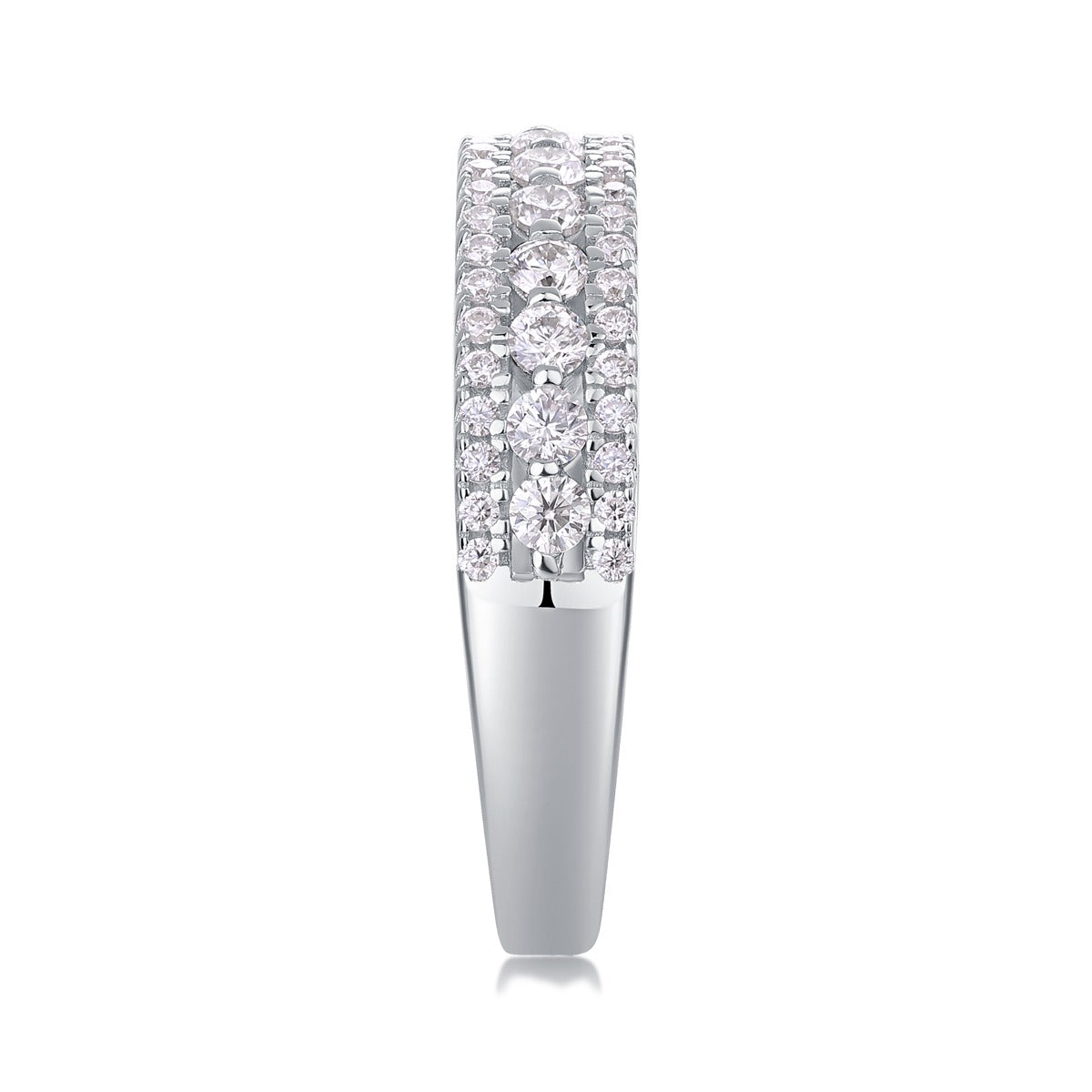 Moissanite Three-Row Pave Anniversary Band in 925 Sterling Silver
