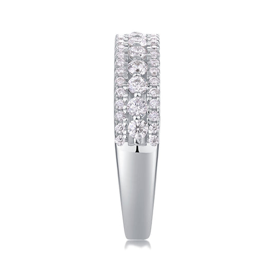 Moissanite Three-Row Pave Anniversary Band in 925 Sterling Silver