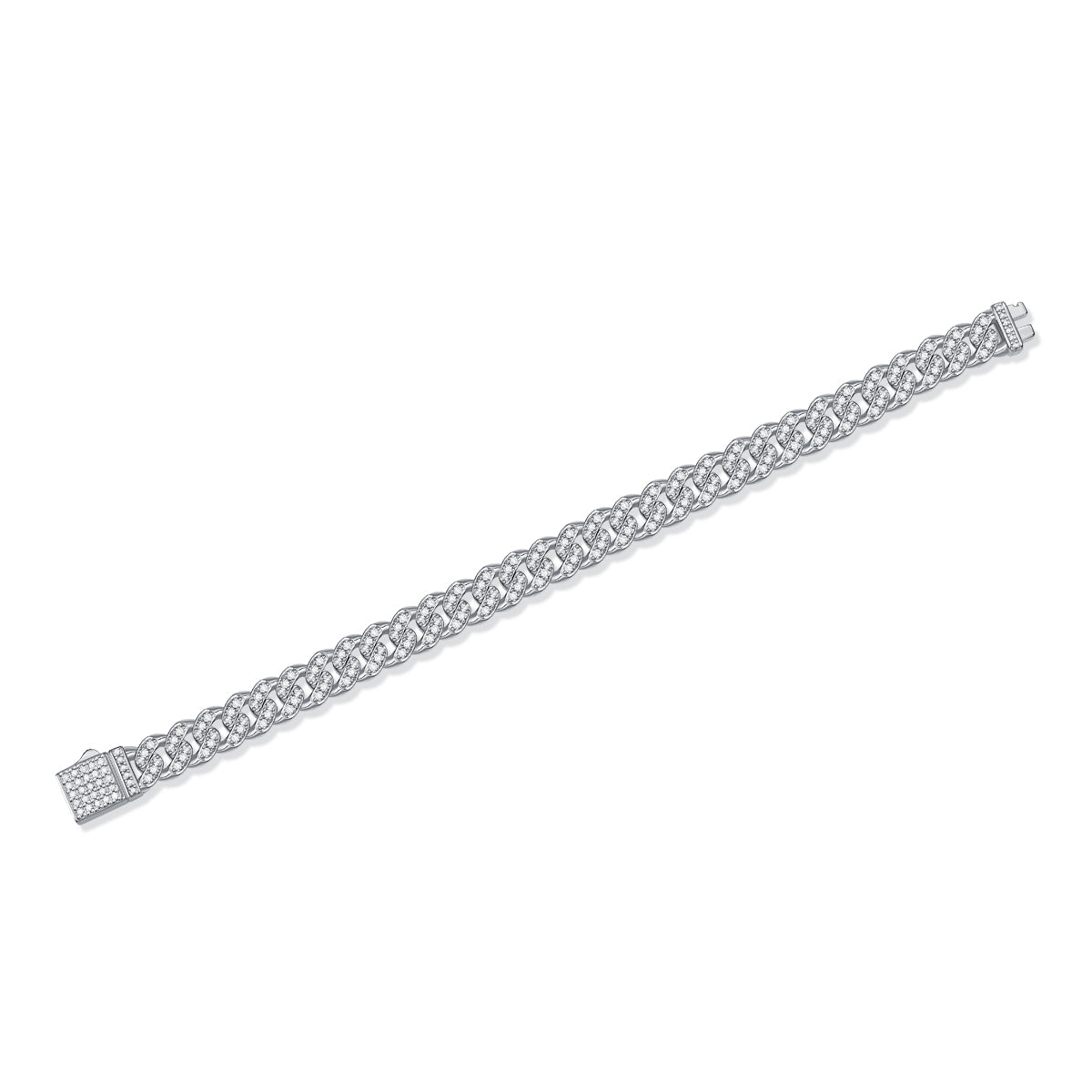 Pave Moissanite Woven Cuban Link Bracelet in 925 Sterling Silver