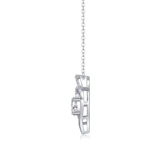 Moissanite Interlocking Hearts Pendant Necklace in 925 Sterling Silver