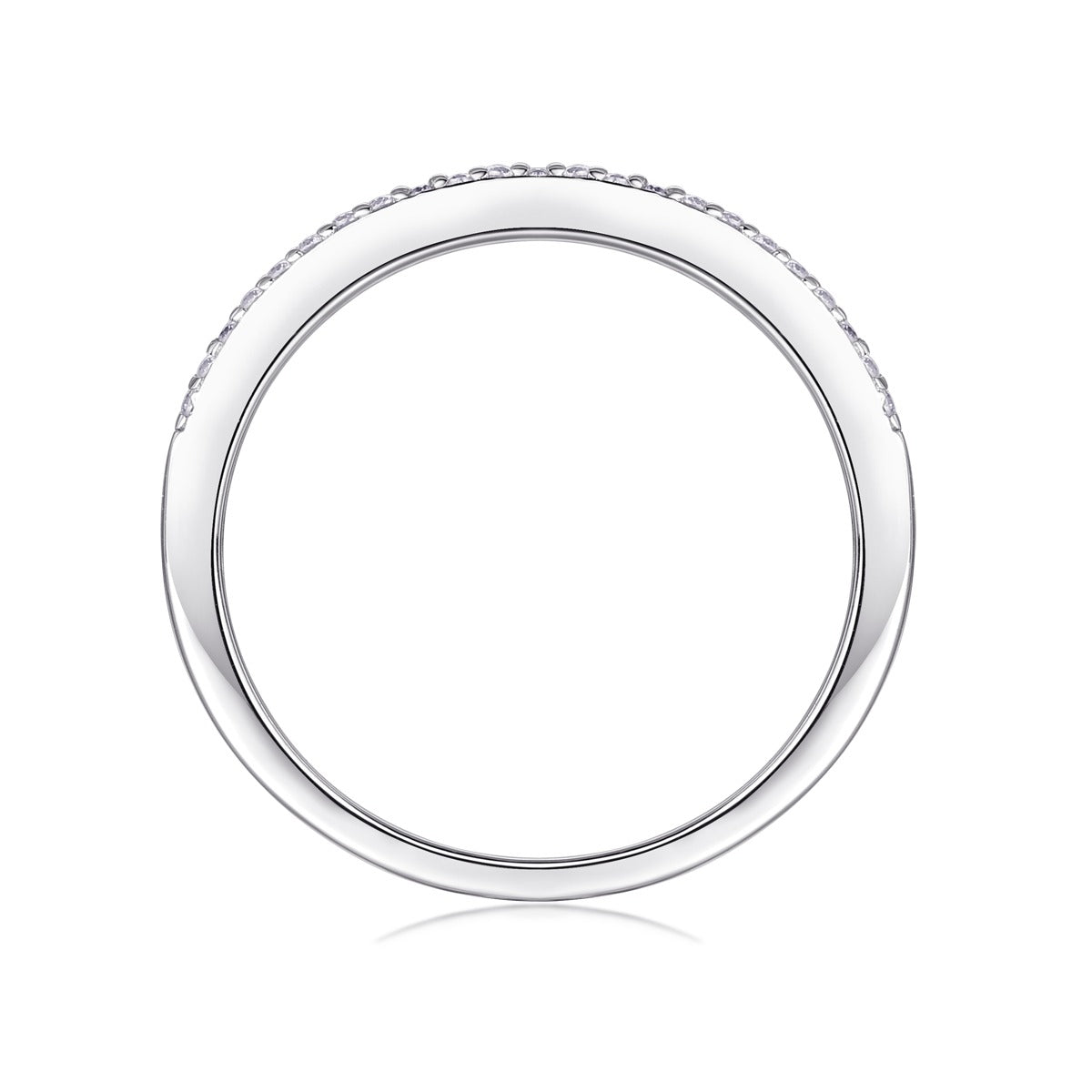 Baguette and Round Moissanite Three-Row Band in 925 Sterling Silver