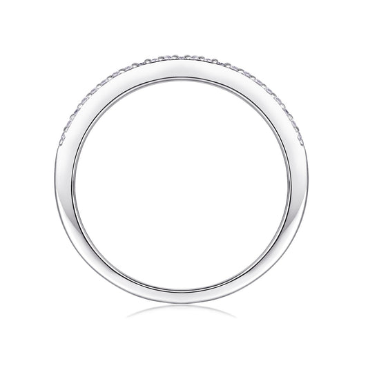 Baguette and Round Moissanite Three-Row Band in 925 Sterling Silver