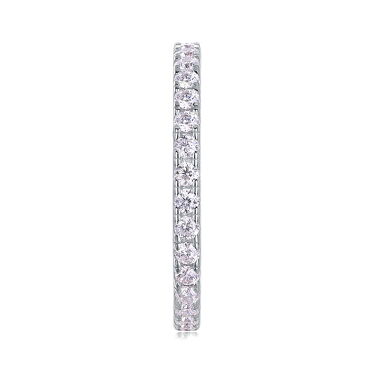 Petite Round Moissanite Full Eternity Band in 925 Sterling Silver