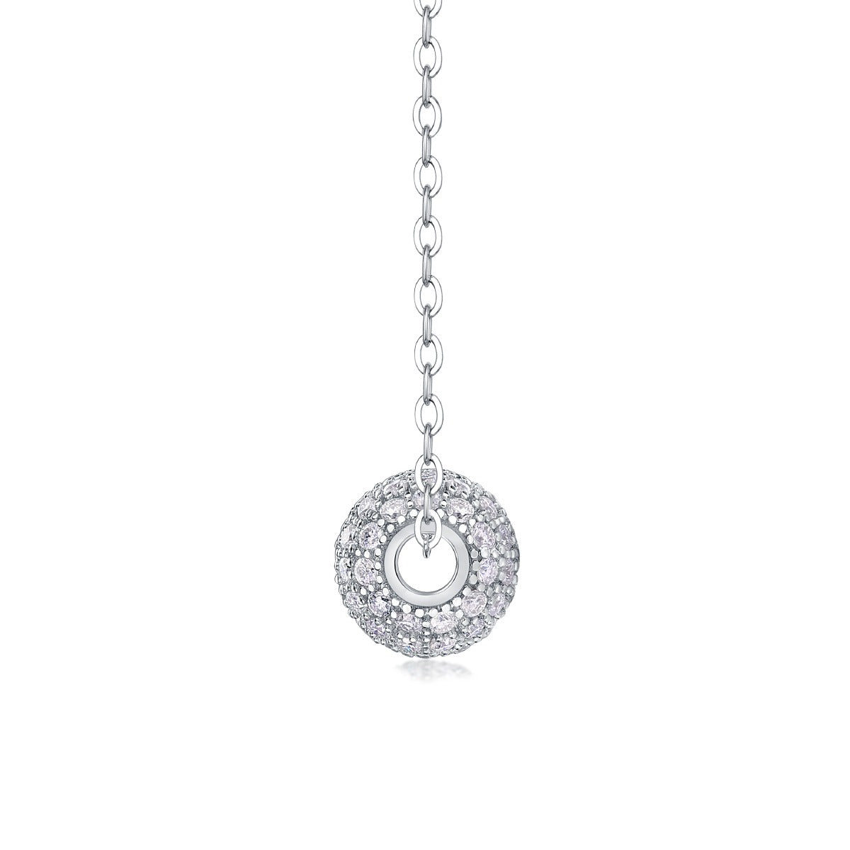 Moissanite Pave Ball Pendant Necklace in 925 Sterling Silver