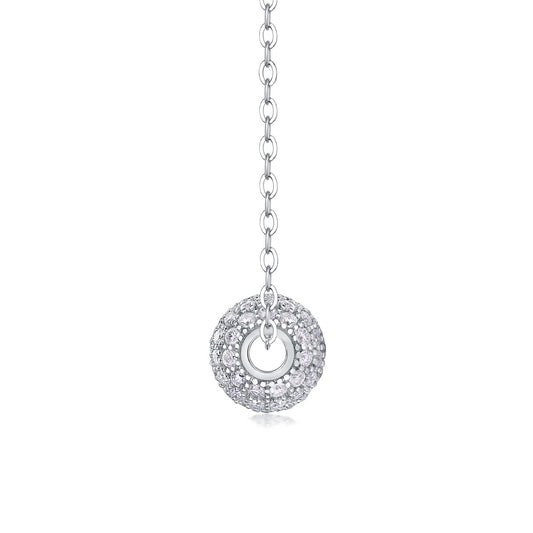 Moissanite Pave Ball Pendant Necklace in 925 Sterling Silver