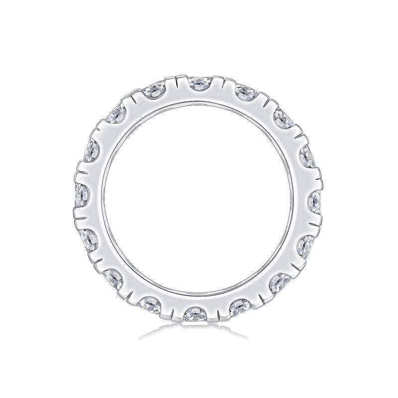 Round Moissanite Bold Shared-Prong Eternity Band in 925 Silver