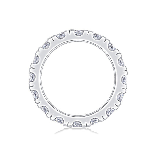 Round Moissanite Bold Shared-Prong Eternity Band in 925 Silver