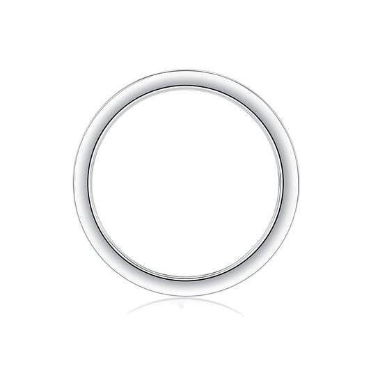 Moissanite Offset Double Band Ring with Pave Row in 925 Silver