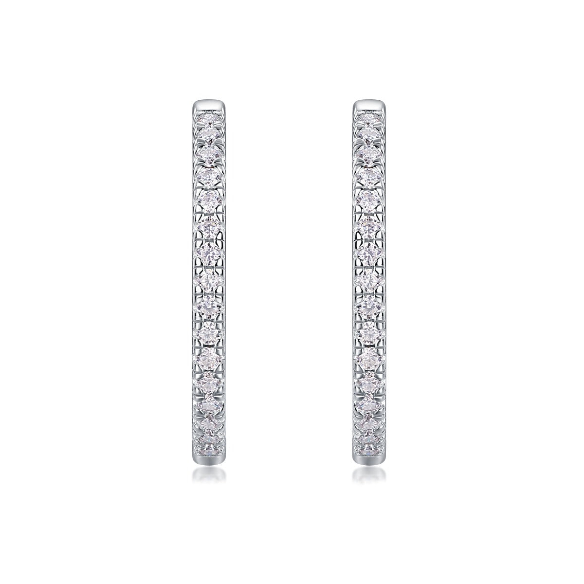 Moissanite Pave Front Hoop Earrings in 925 Sterling Silver
