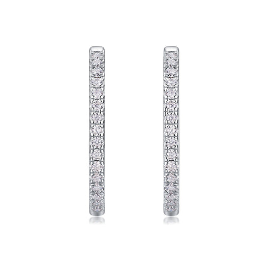 Moissanite Pave Front Hoop Earrings in 925 Sterling Silver