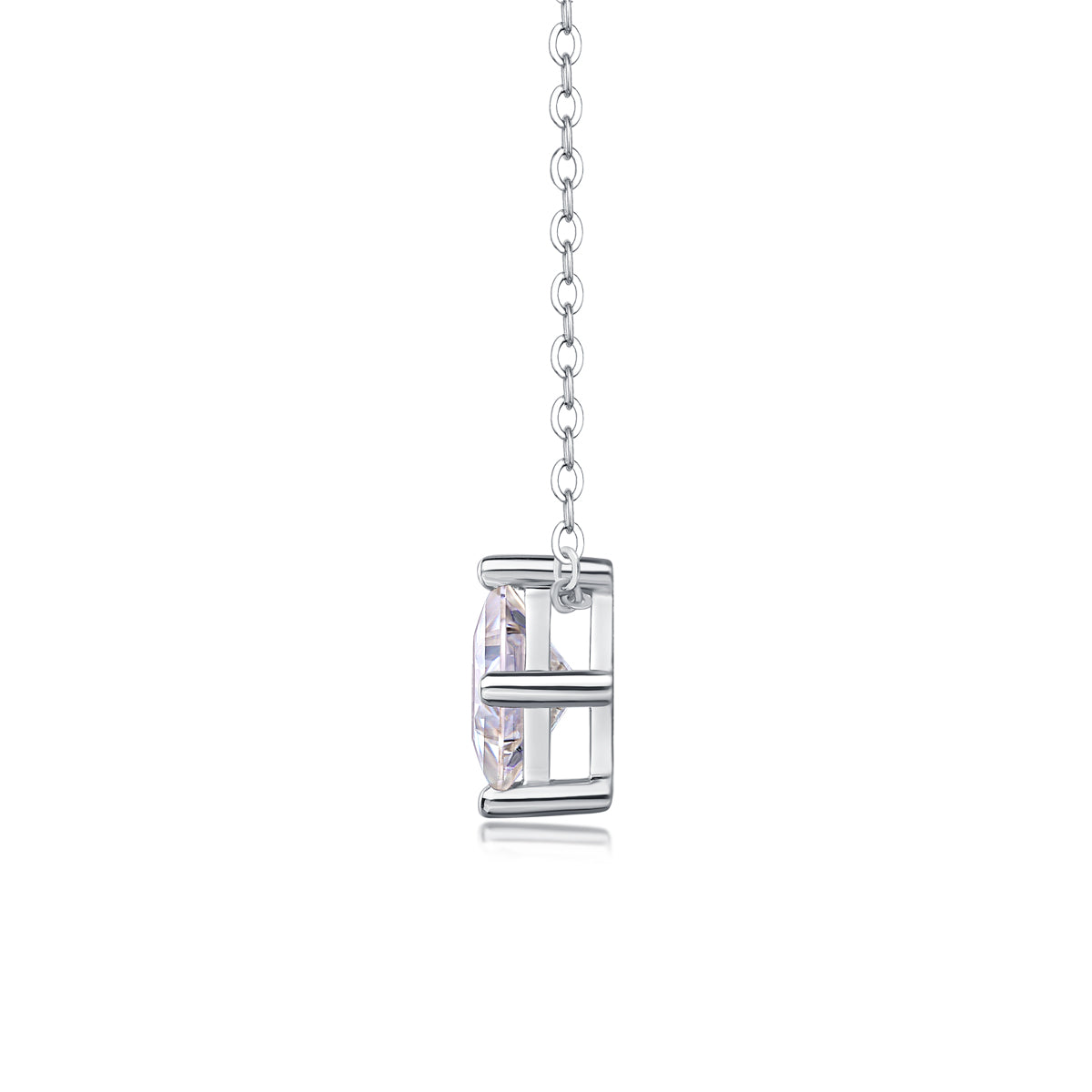 Princess-Cut Moissanite Solitaire Pendant Necklace in 925 Sterling Silver