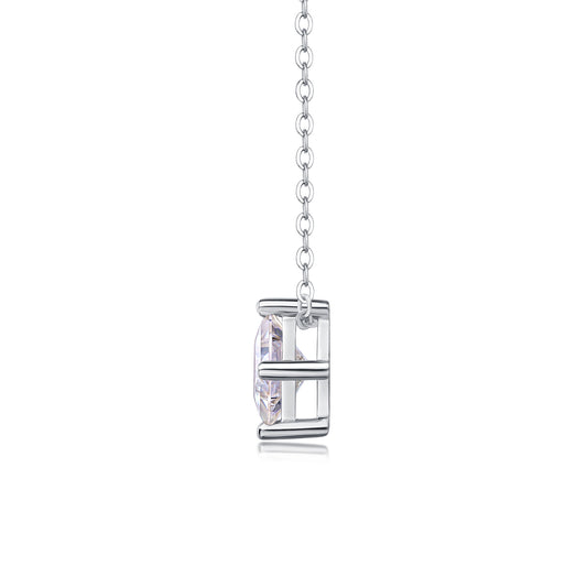Princess-Cut Moissanite Solitaire Pendant Necklace in 925 Sterling Silver