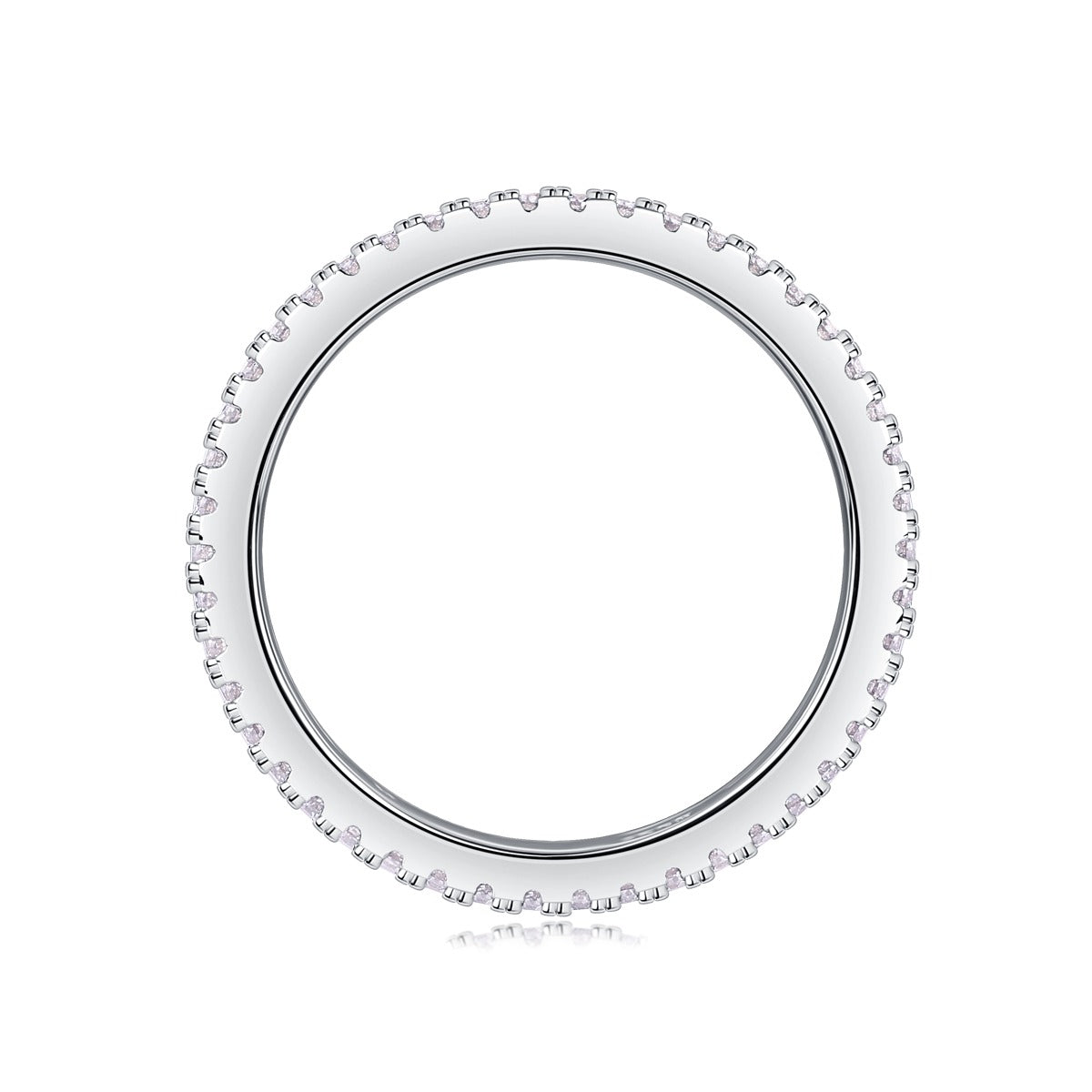 Moissanite Slim Pave and Polished Stacked Band in 925 Sterling Silver