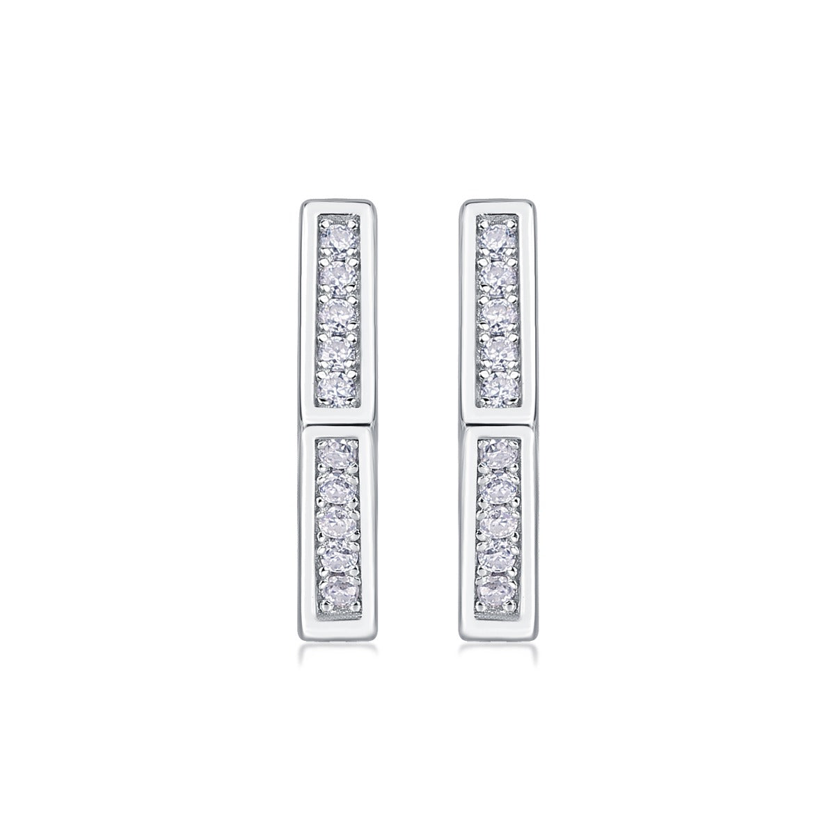 Moissanite Pave Hexagon Huggie Hoop Earrings in 925 Sterling Silver