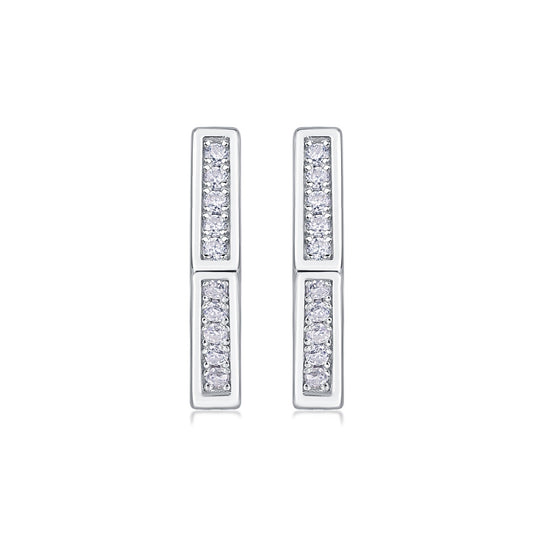 Moissanite Pave Hexagon Huggie Hoop Earrings in 925 Sterling Silver