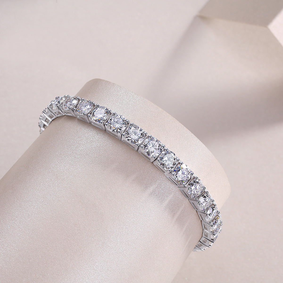 Round Moissanite Tennis Bracelet (0.5 ct Stones) in 925 Sterling Silver