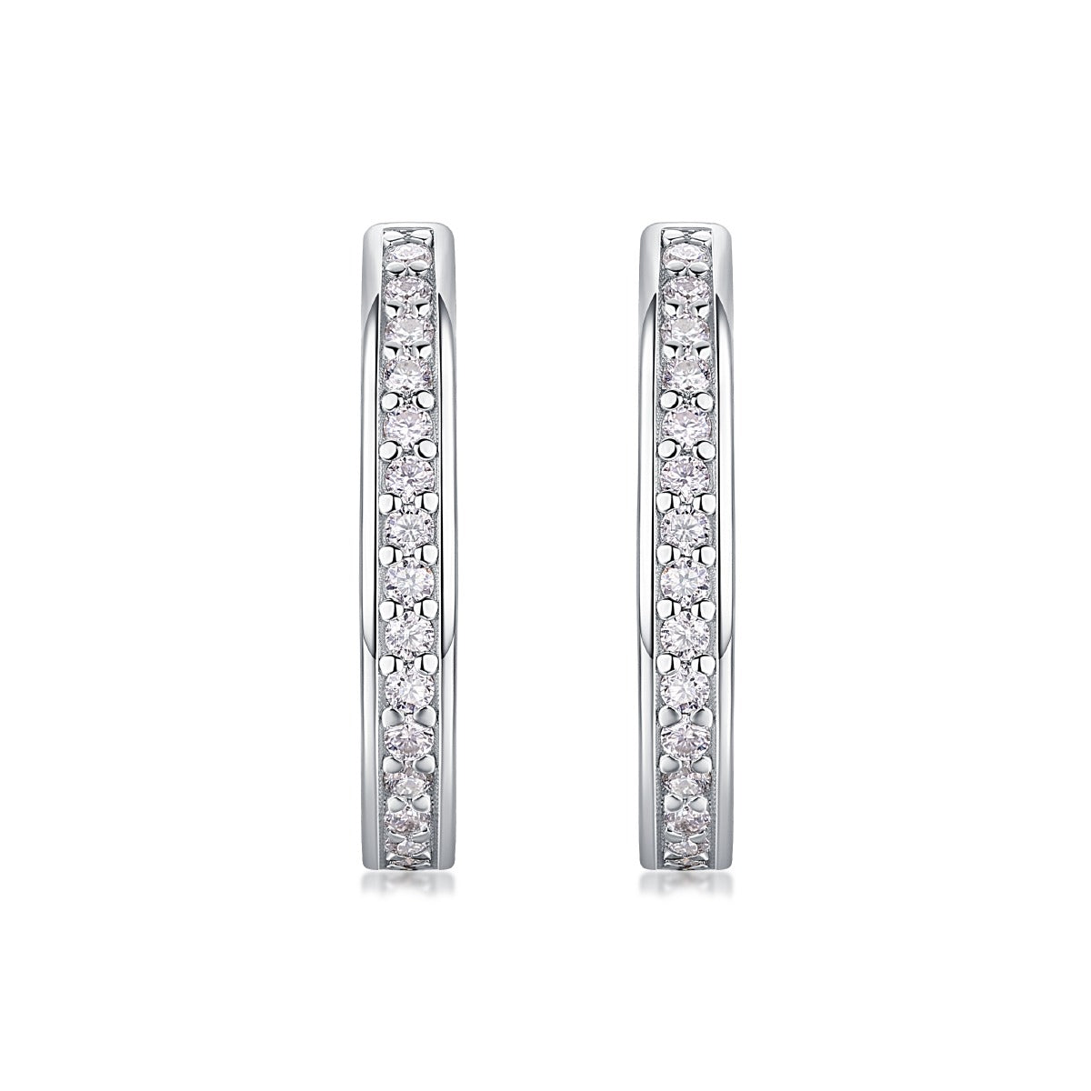 Moissanite Pave Hinged Oval Huggie Earrings in 925 Sterling Silver