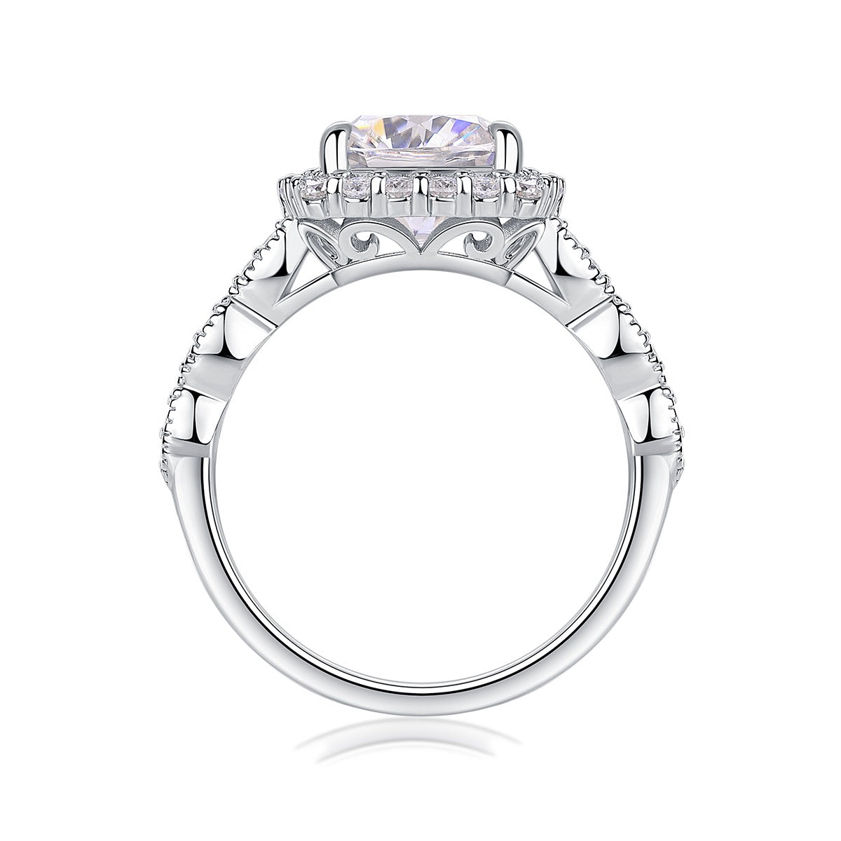 Cushion-Cut Moissanite Halo Ring in 925 Sterling Silver