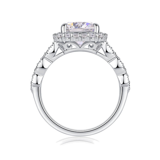 Cushion-Cut Moissanite Halo Ring in 925 Sterling Silver