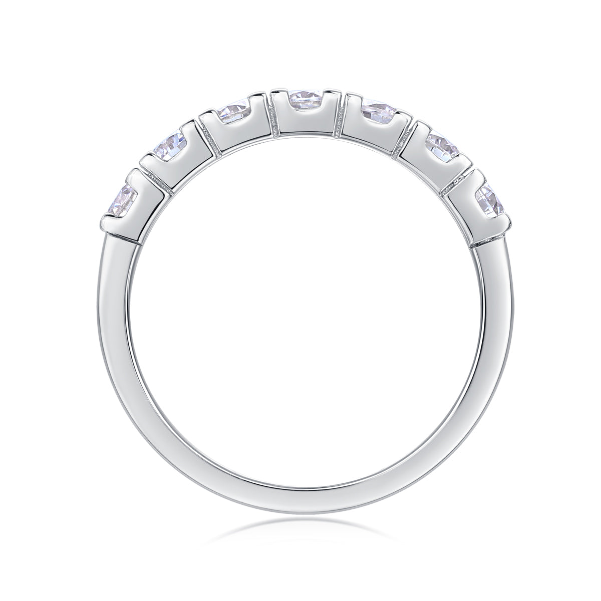 Seven-Stone Moissanite Half-Eternity Band in 925 Sterling Silver