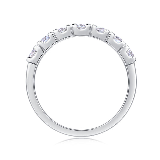 Seven-Stone Moissanite Half-Eternity Band in 925 Sterling Silver