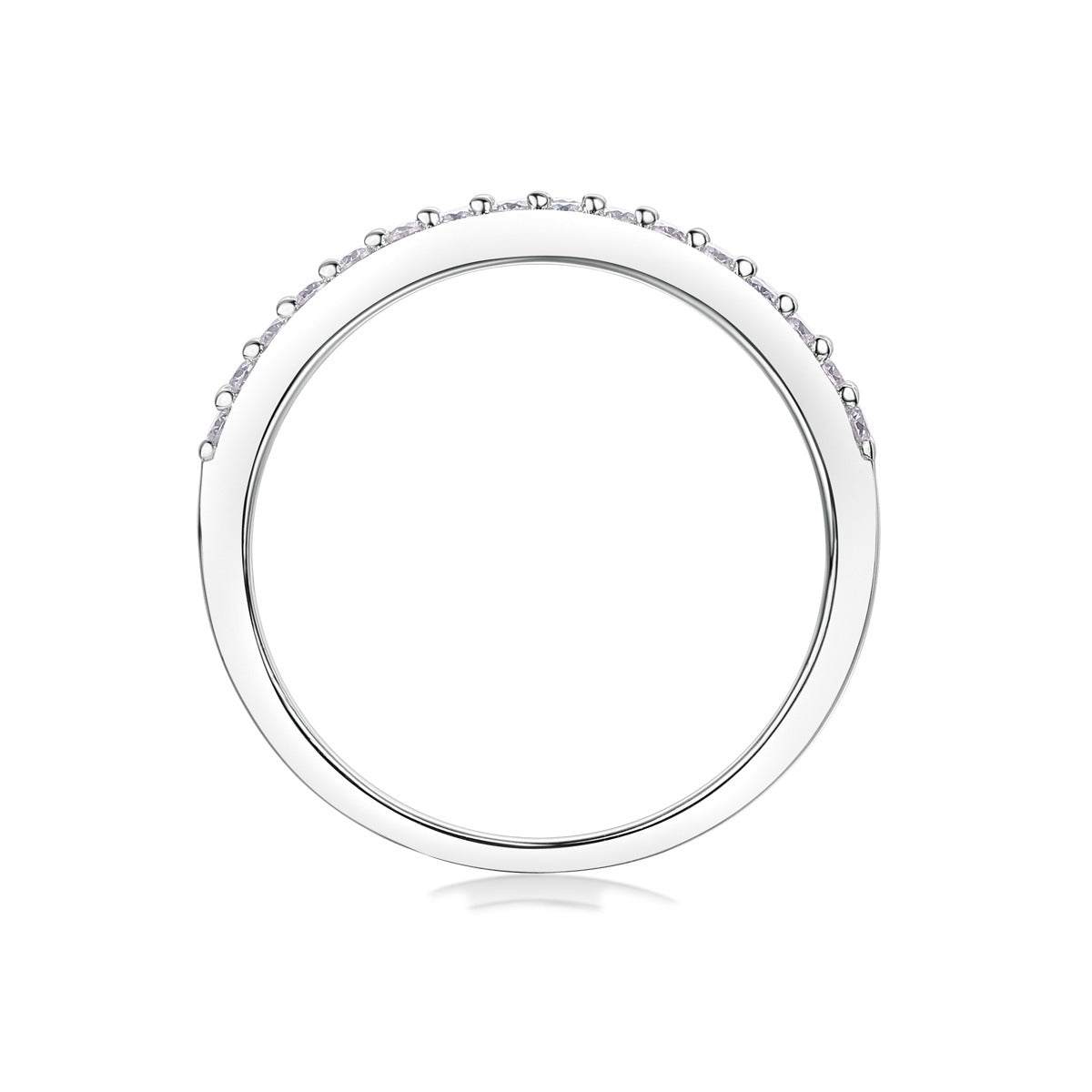 Moissanite Double-Row Pave Half-Eternity Band in 925 Sterling Silver