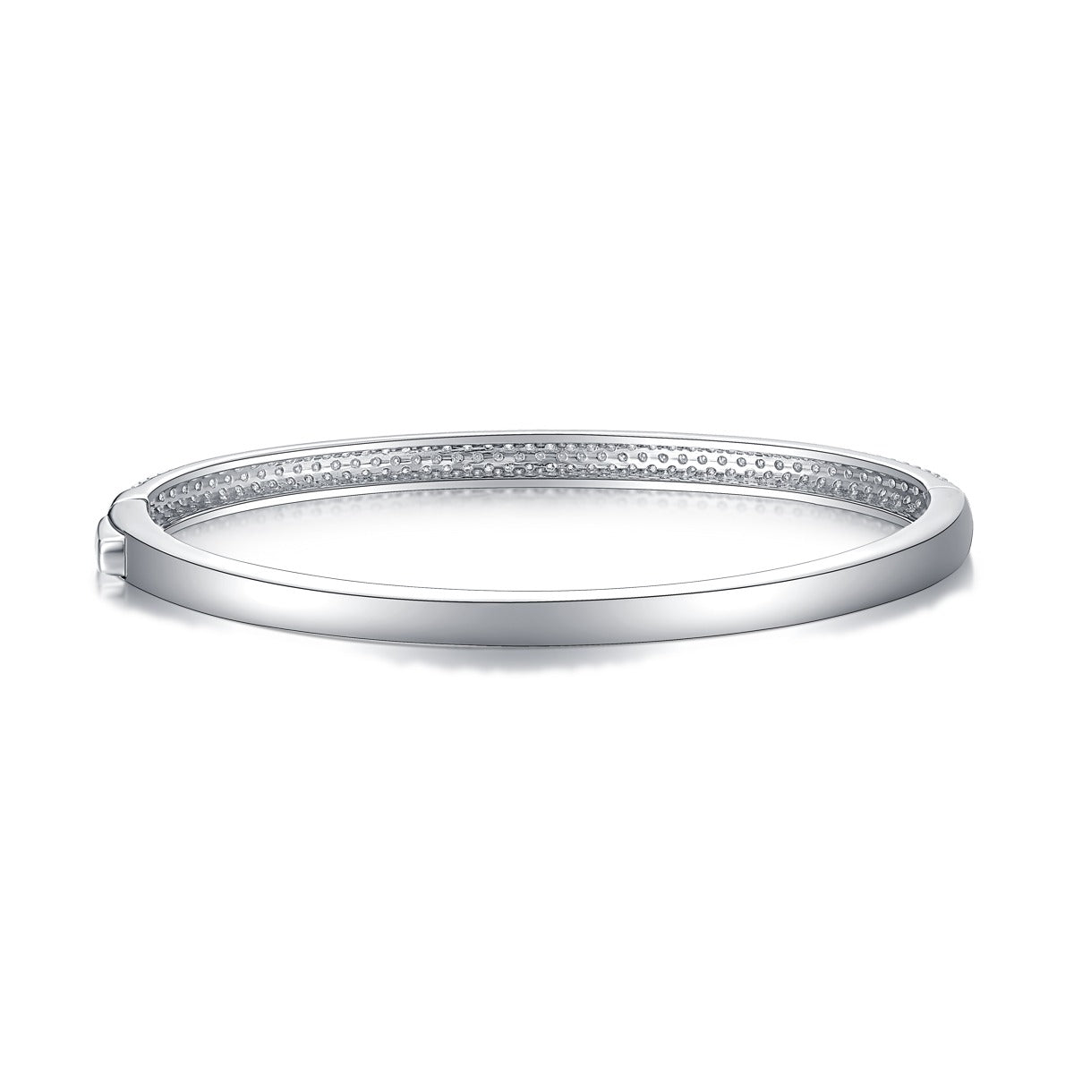 Pave Moissanite Hinged Bangle Bracelet in 925 Sterling Silver